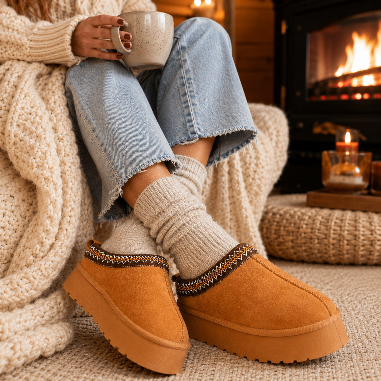 Pantufla Mujer Camel