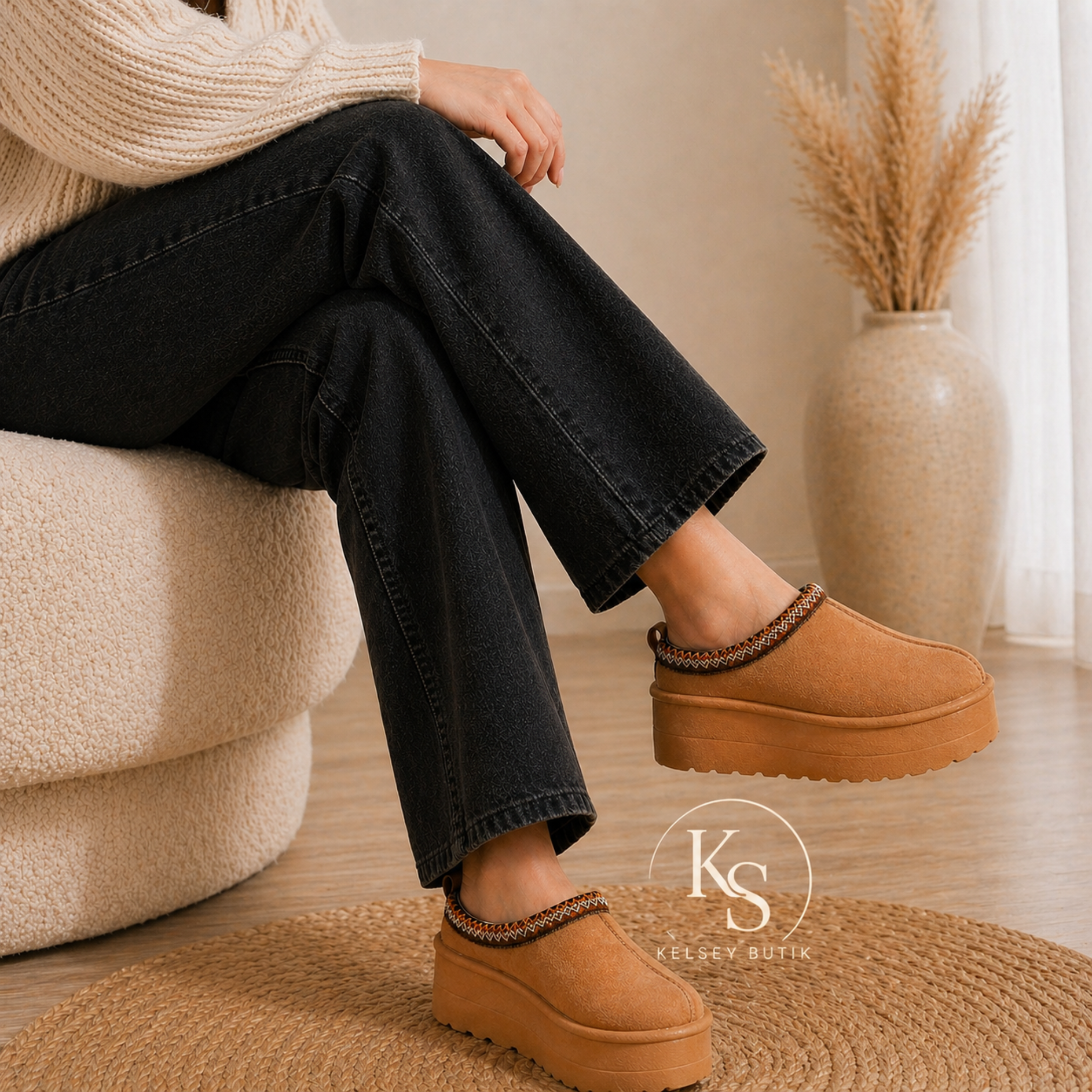 Pantufla Mujer Camel
