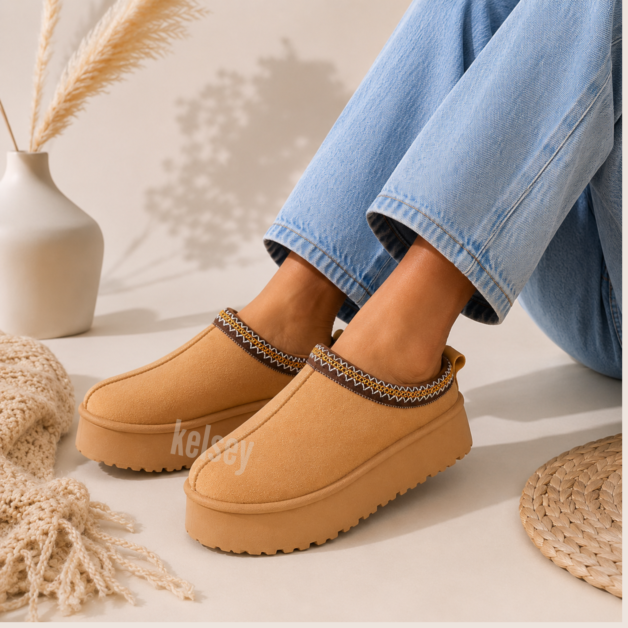 Pantufla Mujer Camel