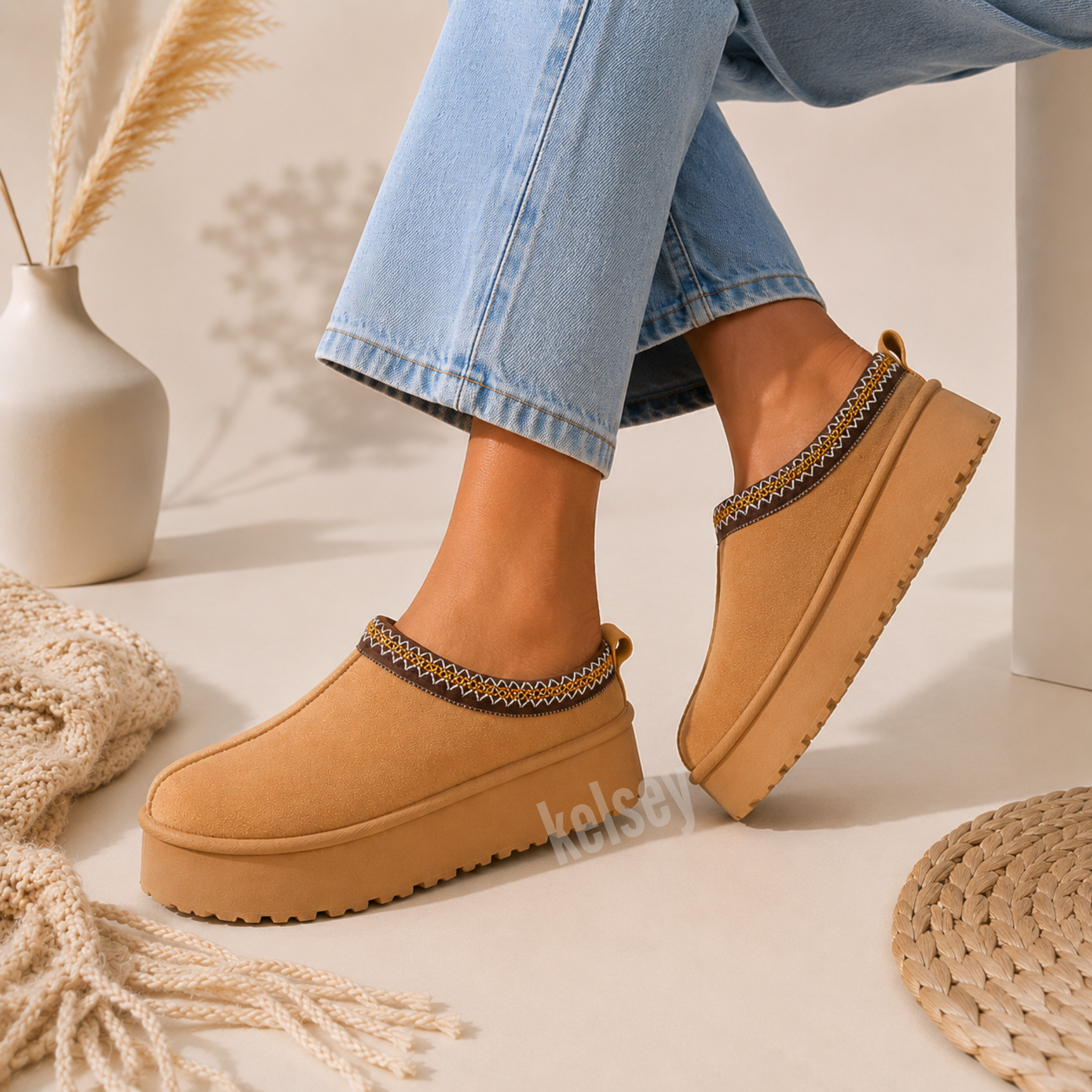 Pantufla Mujer Camel